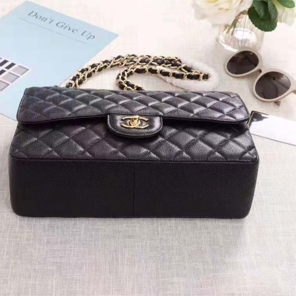 Chanel Women Large Classic Handbag in Grained Calfskin Leather-Black (5)