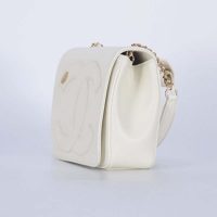 Chanel Women Large Double C Gold Chain Cross Body Flap Bag-White (8)