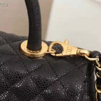 Chanel Women Large Flap Bag with Top Handle in Grained Calfskin Leather-Black (1)