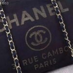 Chanel Women Large Shopping Bag in Mixed Fibers and Lurex Canvas-Navy - immagine 5