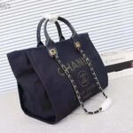 Chanel Women Large Shopping Bag in Mixed Fibers and Lurex Canvas-Navy - immagine 3