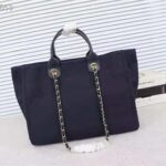Chanel Women Large Shopping Bag in Mixed Fibers and Lurex Canvas-Navy - immagine 4