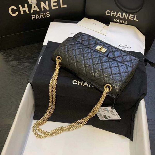 Chanel Women Maxi 2.55 Handbag in Aged Calfskin Leather-Black (12)