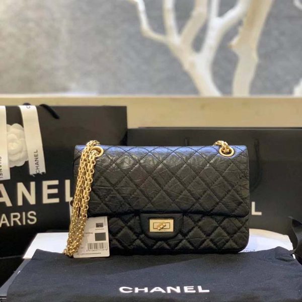 Chanel Women Maxi 2.55 Handbag in Aged Calfskin Leather-Black (13)