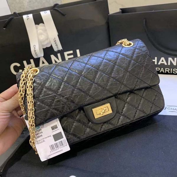 Chanel Women Maxi 2.55 Handbag in Aged Calfskin Leather-Black (14)