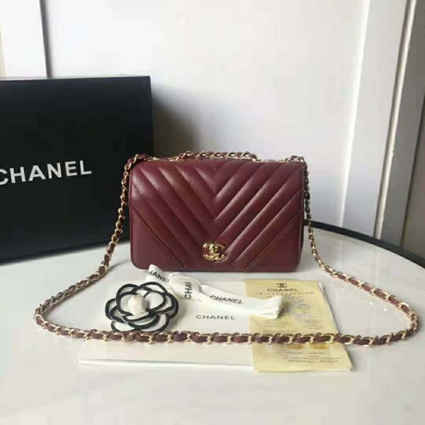 Chanel Women Mini Flap Bag in Calfskin Leather-Red (2)