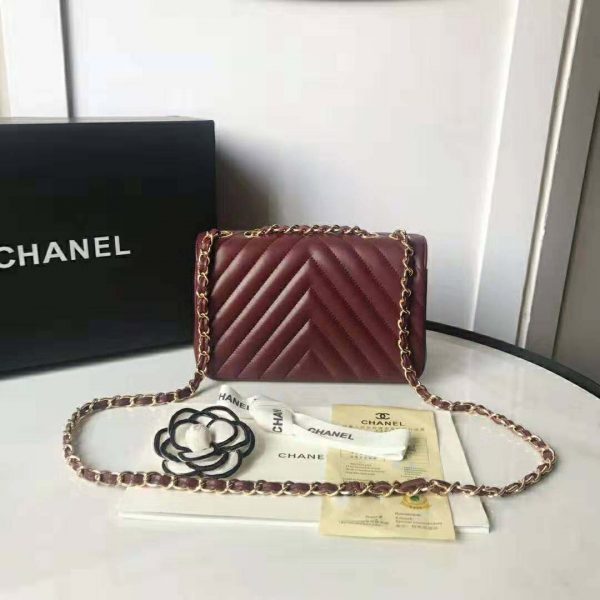 Chanel Women Mini Flap Bag in Calfskin Leather-Red (4)