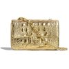 Chanel Women Mini Flap Bag in Metallic Crocodile Embossed Calfskin Leather-Gold