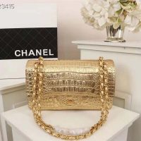 Chanel Women Mini Flap Bag in Metallic Crocodile Embossed Calfskin Leather-Gold (1)