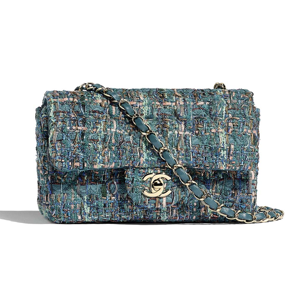 Chanel Women Mini Flap Bag in Tweeds & Fabrics-Blue - LULUX