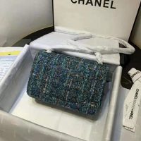 Chanel Women Mini Flap Bag in Tweeds & Fabrics-Blue (1)