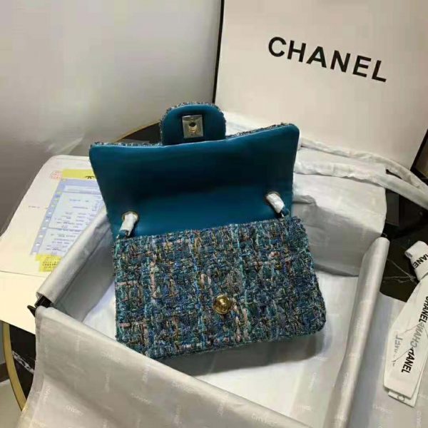 Chanel Women Mini Flap Bag in Tweeds & Fabrics-Blue (8)