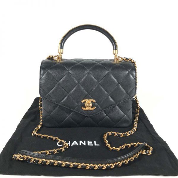 Chanel Women Organ Bag with Top Handle in Embossed Calfskin Leather-Black (1)