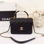 Chanel Women Organ Bag with Top Handle in Embossed Calfskin Leather-Black – Image 2