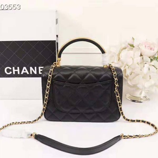 Chanel Women Organ Bag with Top Handle in Embossed Calfskin Leather-Black (3)