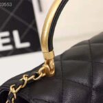 Chanel Women Organ Bag with Top Handle in Embossed Calfskin Leather-Black – Image 9