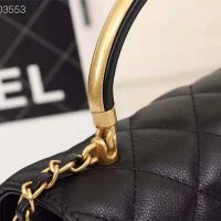 Chanel Women Organ Bag with Top Handle in Embossed Calfskin Leather-Black (1)