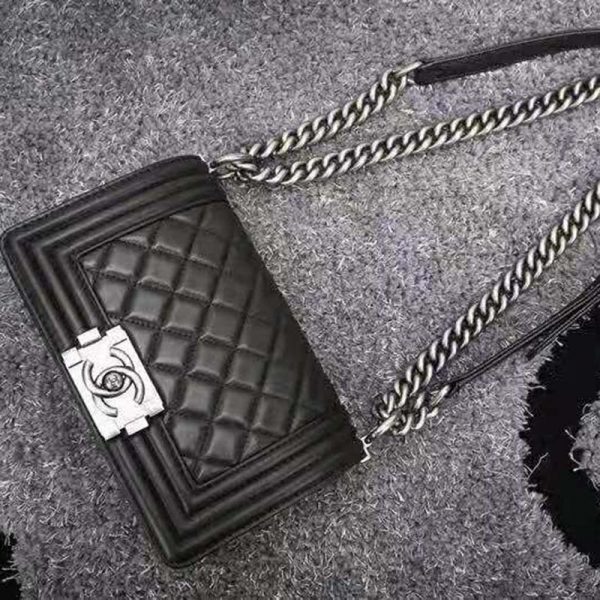 Chanel Women Small Boy Chanel Handbag in Calfskin Leather-Black (5)