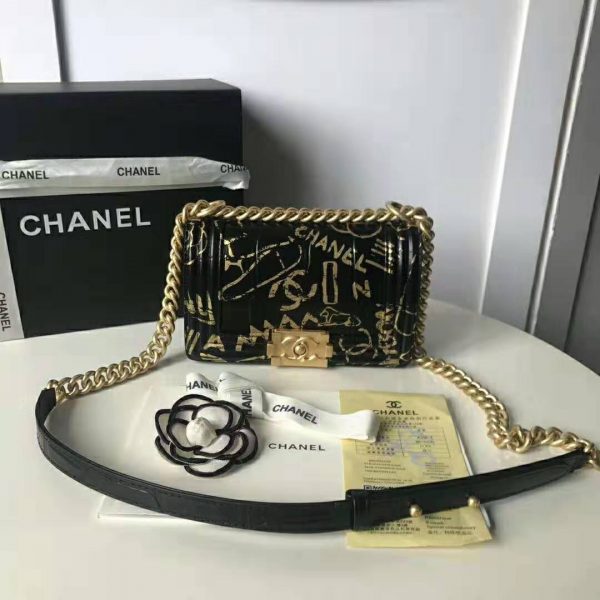 Chanel Women Small Boy Chanel Handbag in Crocodile Embossed Printed Leather (2)