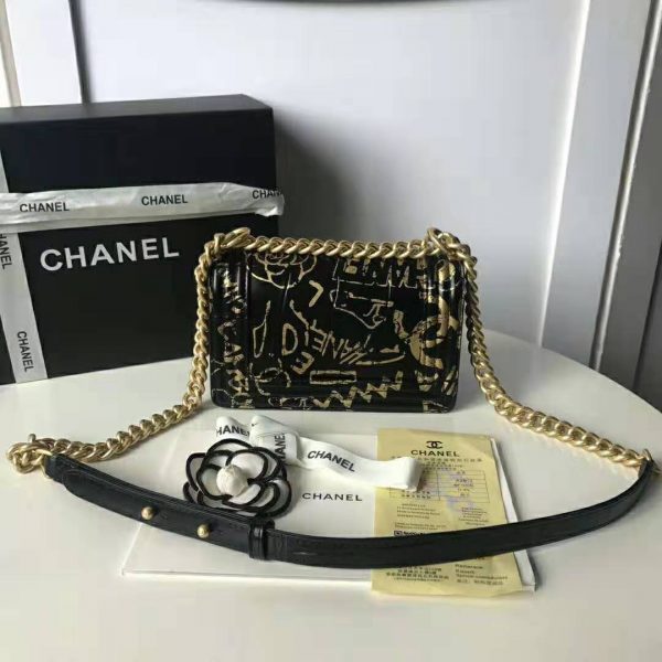 Chanel Women Small Boy Chanel Handbag in Crocodile Embossed Printed Leather (4)