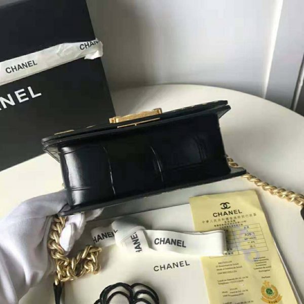 Chanel Women Small Boy Chanel Handbag in Crocodile Embossed Printed Leather (5)
