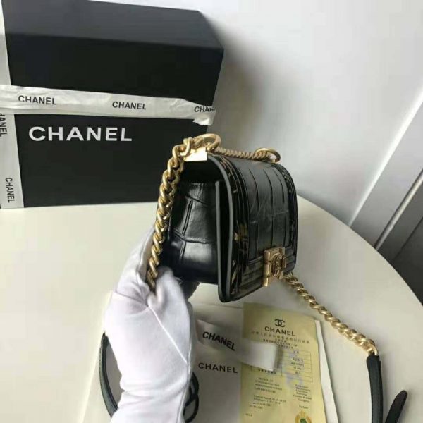 Chanel Women Small Boy Chanel Handbag in Crocodile Embossed Printed Leather (6)