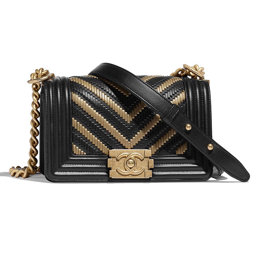 Chanel Women Small Boy Chanel Handbag in Metallic Lambskin Leather ...