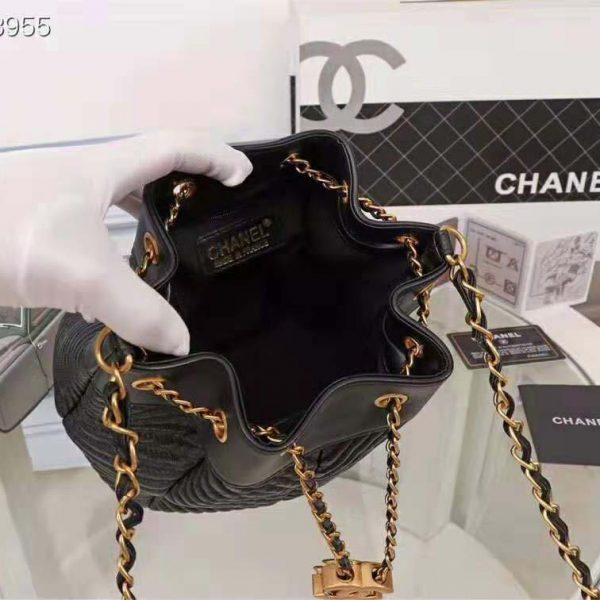 Chanel Women Small Camera Case in Lambskin Leather-Black (9)