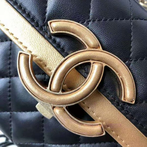 Chanel Women Small Flap Bag in Metallic Lambskin Leather-Black (7)