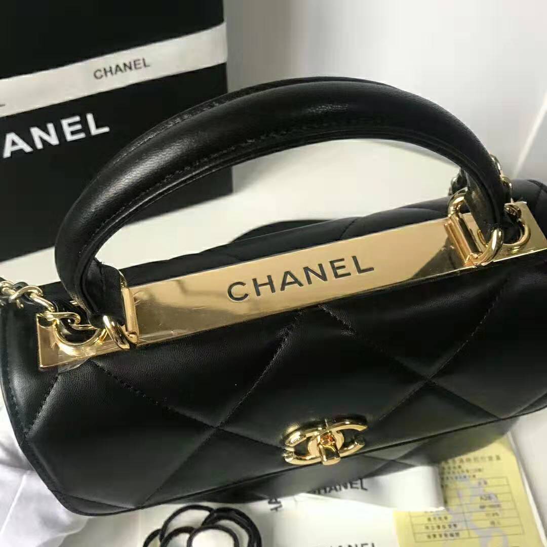 chanel flap bag with top handle lambskin