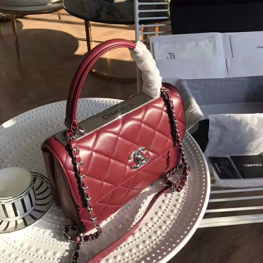 Chanel Trendy CC Small Flap Top Handle Bag A92236 red/silver  2017_2803114912