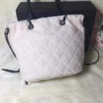 Chanel Women Small Shopping Bag in Shearling Sheepskin Leather-White - Image 5