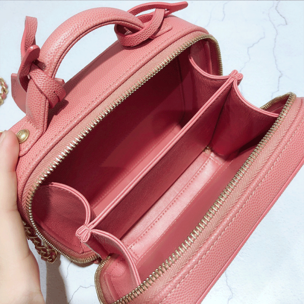 Chanel Women Vanity Case in Grained Calfskin Leather-Pink (3)
