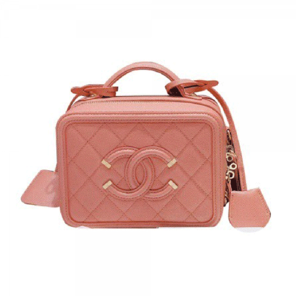 Chanel Women Vanity Case in Grained Calfskin Leather-Pink (5)