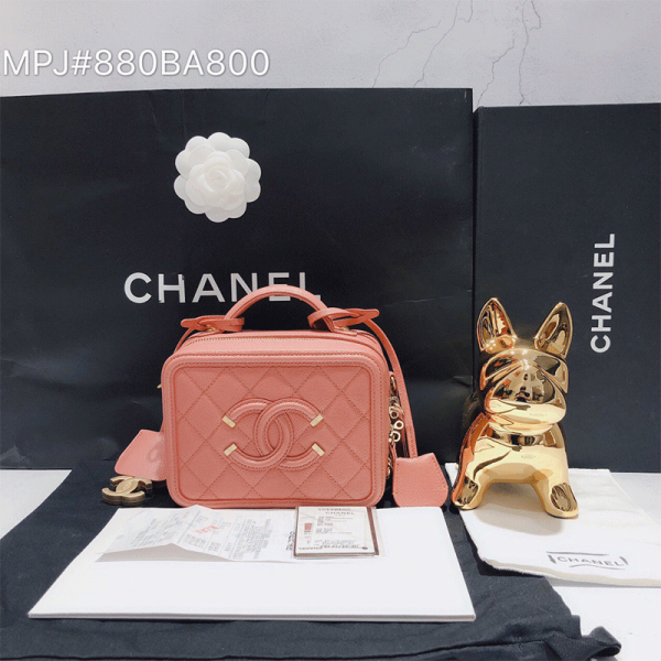 Chanel Women Vanity Case in Grained Calfskin Leather-Pink (6)