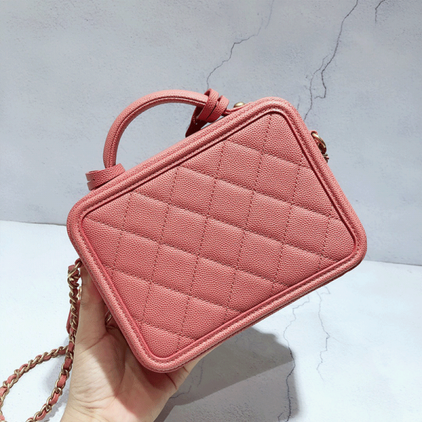 Chanel Women Vanity Case in Grained Calfskin Leather-Pink (9)