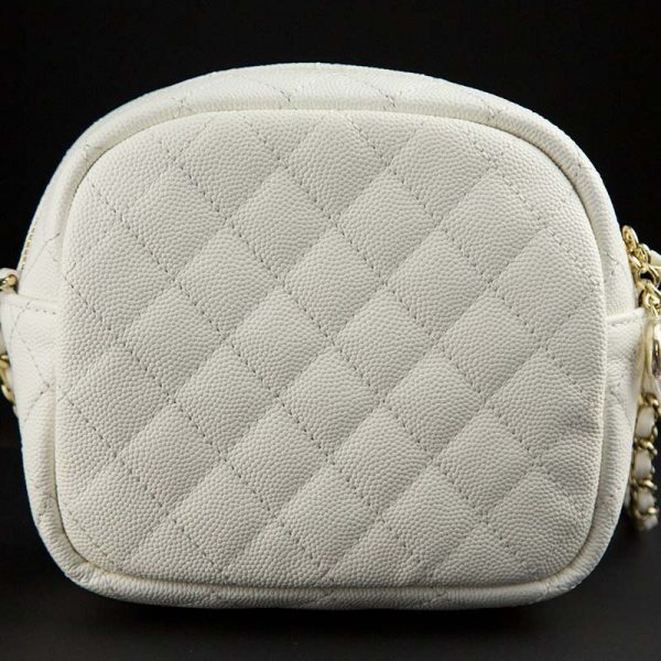 Chanel Women Vanity Case in Grained Calfskin Leather-White (1)