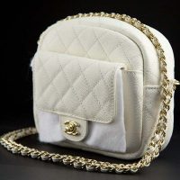 Chanel Women Vanity Case in Grained Calfskin Leather-White (6)