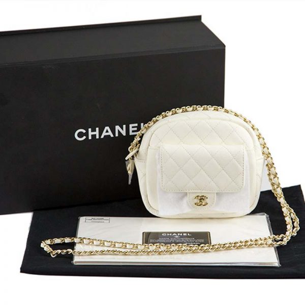 Chanel Women Vanity Case in Grained Calfskin Leather-White (6)