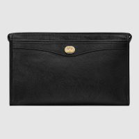 Gucci GG Men Pouch with Interlocking Bag in Black Soft Leather