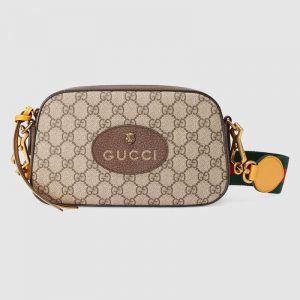 Gucci GG Women GG Supreme Messenger Bag in GG Supreme Canvas-Brown