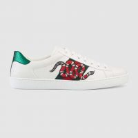 Gucci Men Ace Embroidered Sneaker with Embroidered Kingsnake Appliqué-White (1)