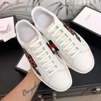 Gucci Men Ace Embroidered Sneaker with Embroidered Kingsnake Appliqué-White (1)