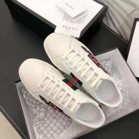 Gucci Men Ace Embroidered Sneaker with Embroidered Kingsnake Appliqué-White (1)