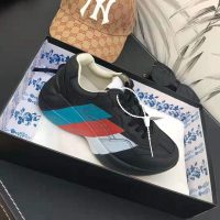 Gucci Men Rhyton Web Print Leather Sneaker in 5.1 cm Height-Black (1)