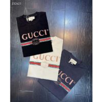 Gucci Men GG Washed T-Shirt Gucci Logo Black Crewneck Oversize Fit (2)