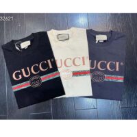 Gucci Men GG Washed T-Shirt Gucci Logo Black Crewneck Oversize Fit (2)