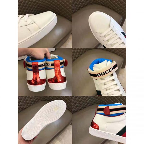 Gucci Unisex Ace Gucci Stripe High-Top Sneaker-White (10)