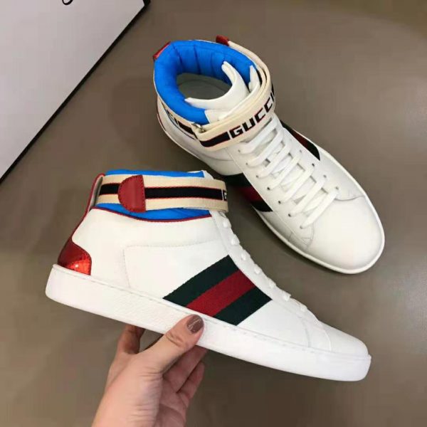 Gucci Unisex Ace Gucci Stripe High-Top Sneaker-White (5)