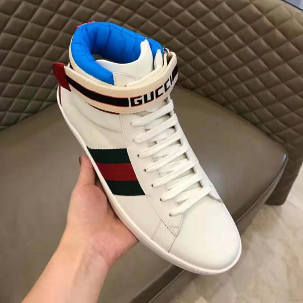 Gucci Unisex Ace Gucci Stripe High-Top Sneaker-White (8)